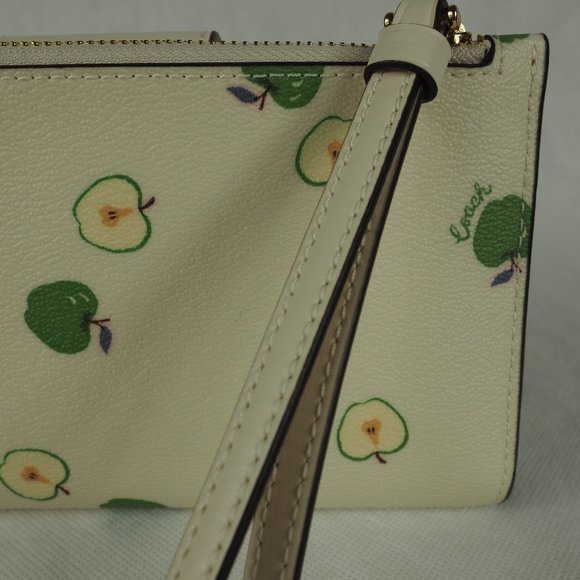 Coach Tech Wallet Canvas Leather Phone Apple Print Chalk White Green Multi C4607 - Picture 6 of 10